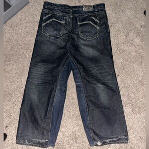 Custom sewn baggy postage jeans